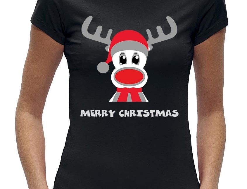 Foute kerstT-shirt dames merry-christmas